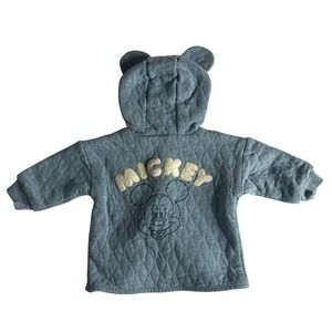 Disney Baby Mickey Mouse Hooded Jacket 12‎ Months Blue Quilted